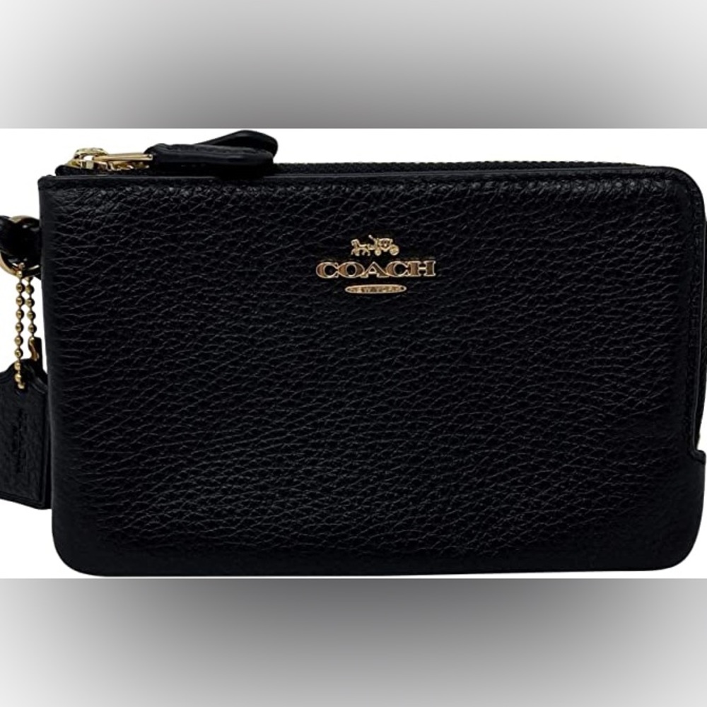 Coach Pebbled Leather Double Corner Zip Wristlet